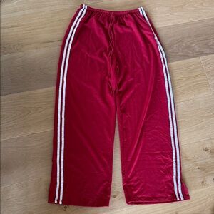 Red/Burgundy Track Pants with White Stripes